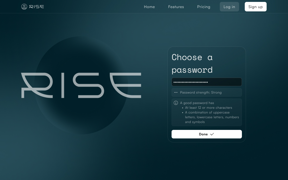 RISE interface screen 6